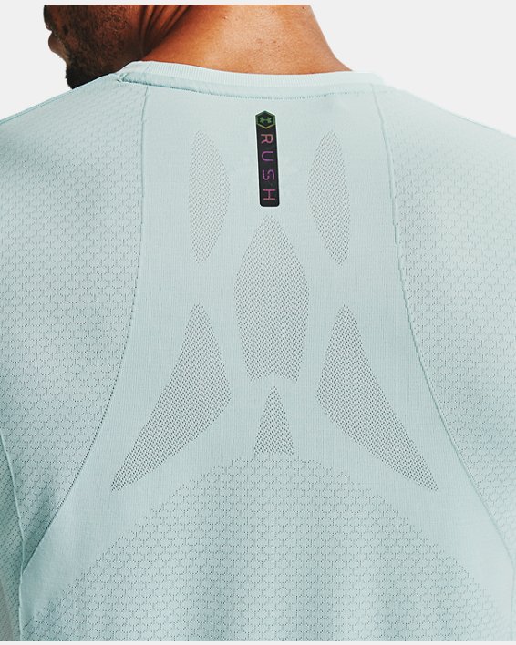 Men's UA RUSH™ Seamless Fitted Short Sleeve, Blue, pdpMainDesktop image number 4